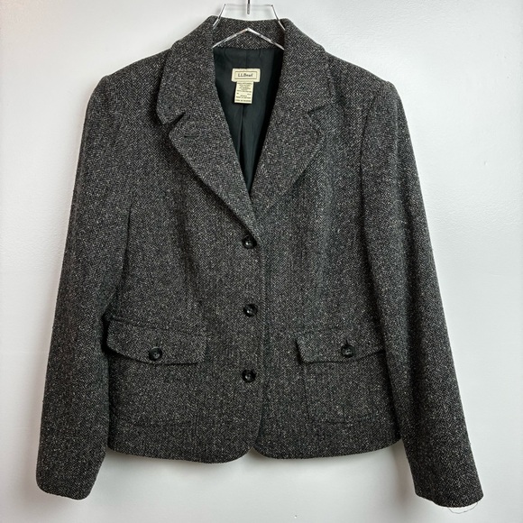 L.L. Bean Classic Dark Gray Tweed Blazer - Picture 1 of 7